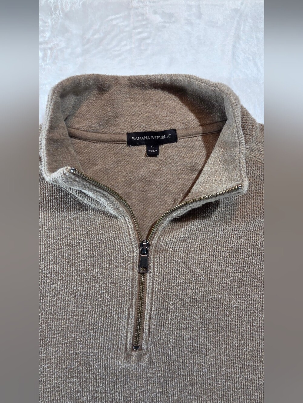 Banana Republic Men's Half-Zip Sweater - Taupe (XL)
